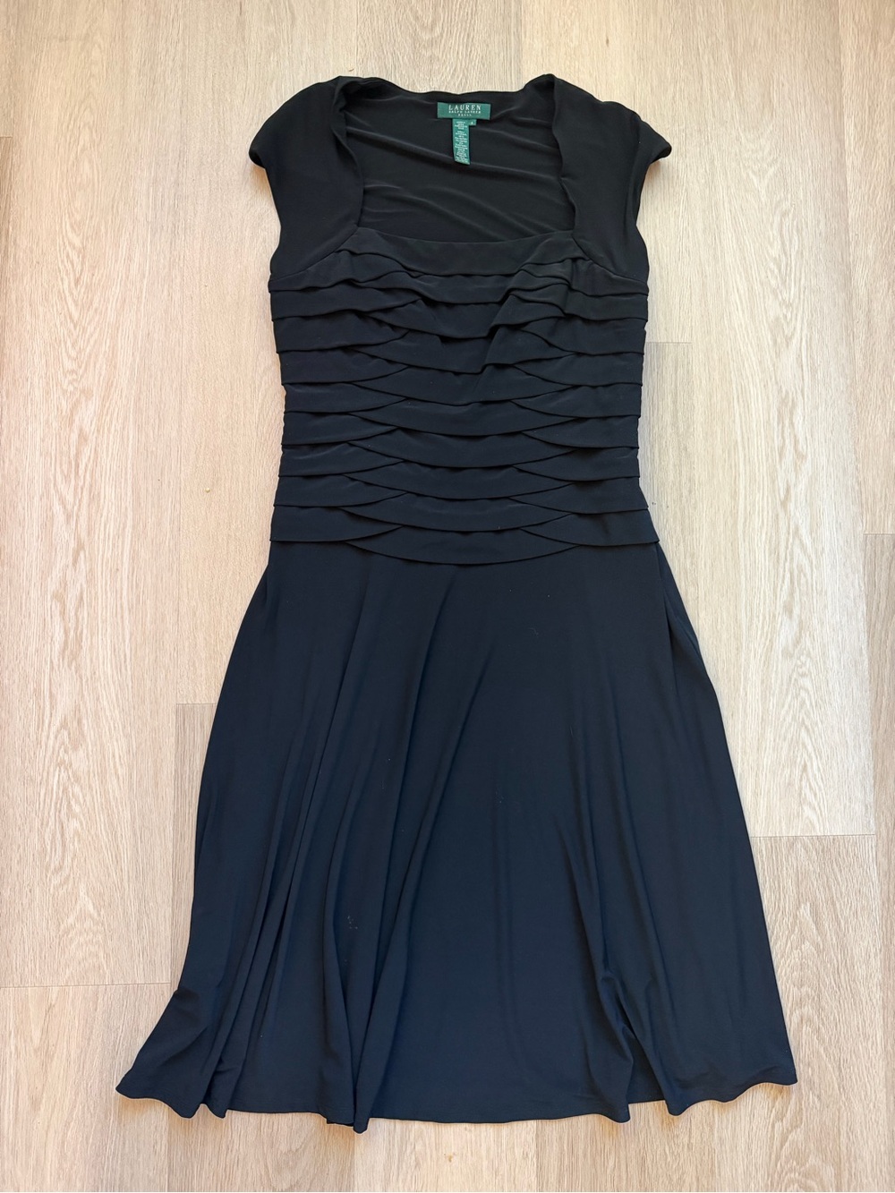 Ralph Lauren Black Layered Ruffle Fit-and-Flare Dress